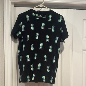 Hollister Black Tee with Blue Pineapple Design
